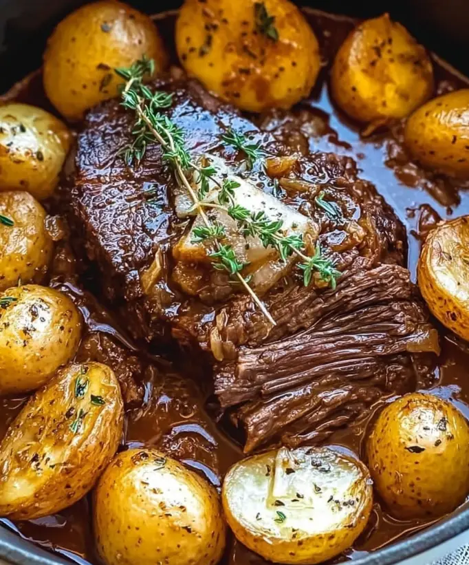 Slow-Braised Apple Cider Pot Roast with Herb Potatoes