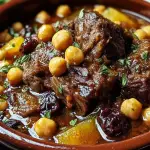 Moroccan Lamb Tagine with Prunes, Saffron & Chickpeas