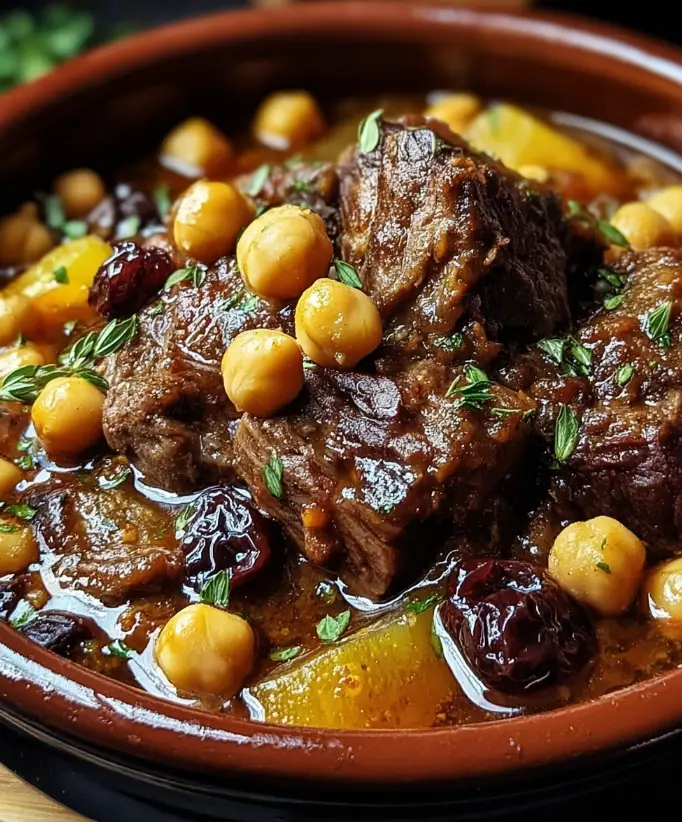 Moroccan Lamb Tagine with Prunes, Saffron & Chickpeas