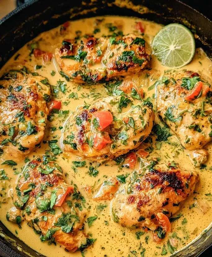 Tender Garlic-Lime Chicken in Creamy Coconut Sauce