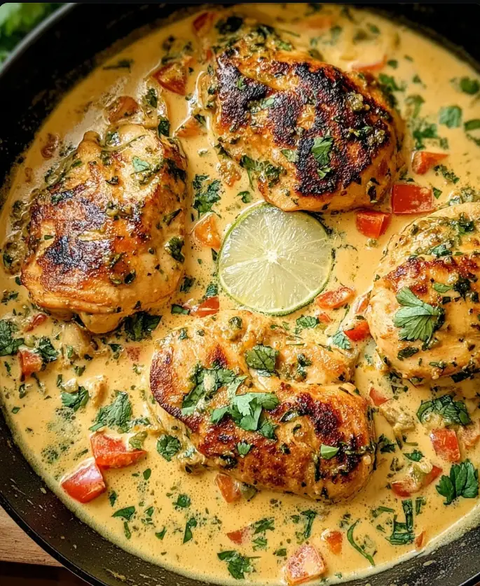 Tender Garlic-Lime Chicken in Creamy Coconut Sauce