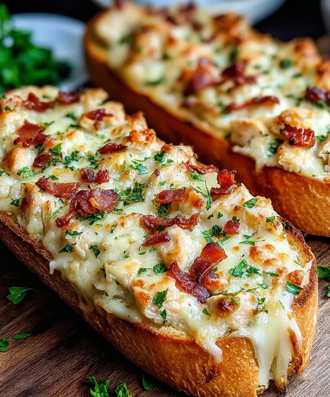 Loaded cheesy chicken garlic bread melt