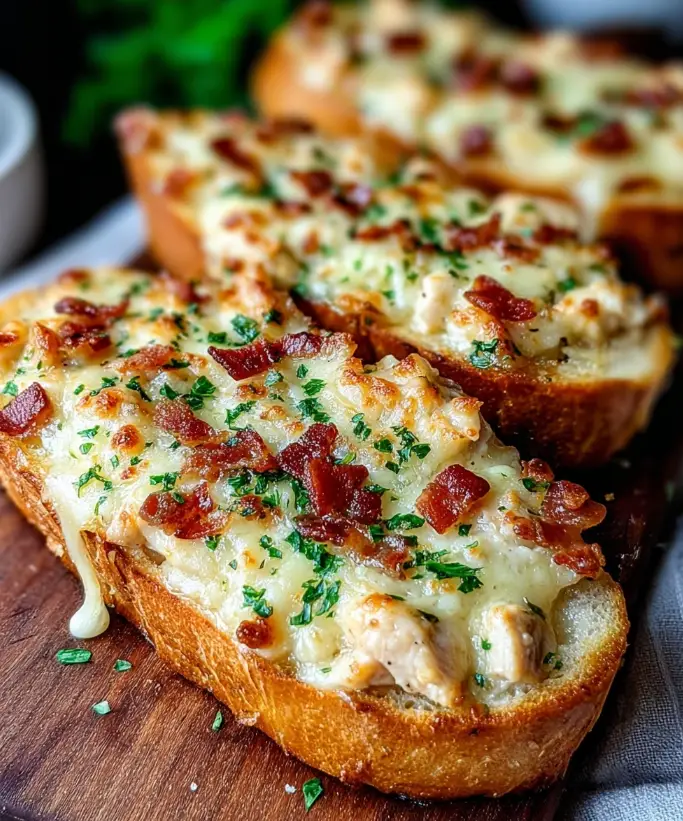 Loaded cheesy chicken garlic bread melt