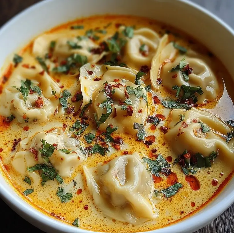 Thai Red Curry Dumpling Soup with Coconut Milk